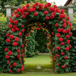 Роза плетистая Алый Триумф купить по цене от 319р. в интернет-магазине «Посадика» с доставкой почтой в в Туле и по всей России – [изображение №1].